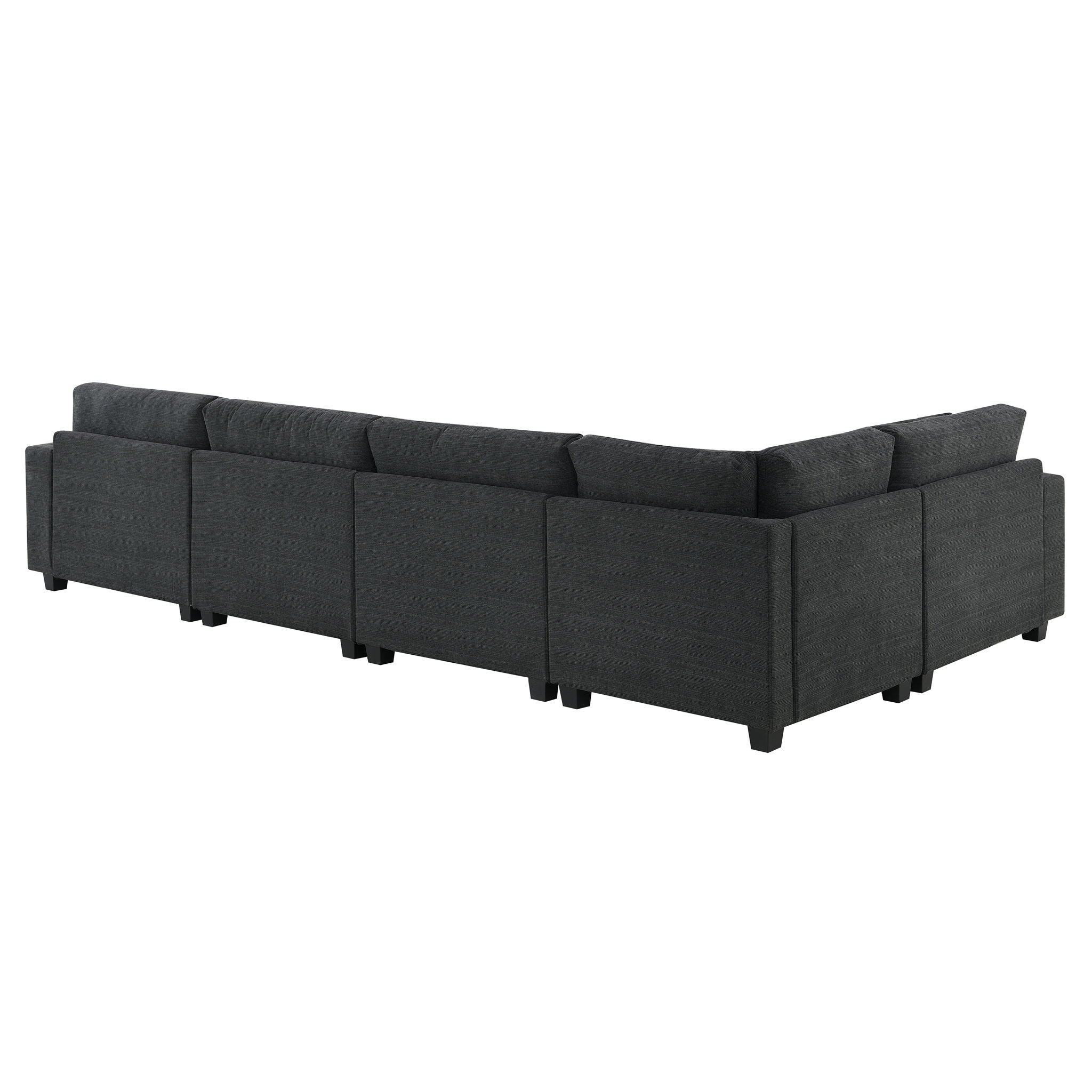 U Shaped Sectional Sofa 6 Seat Couch Set With Oversized Ottoman, Hidden Armrest Storage And Cup Holders USB Charging Ports Wide Seat Sofa