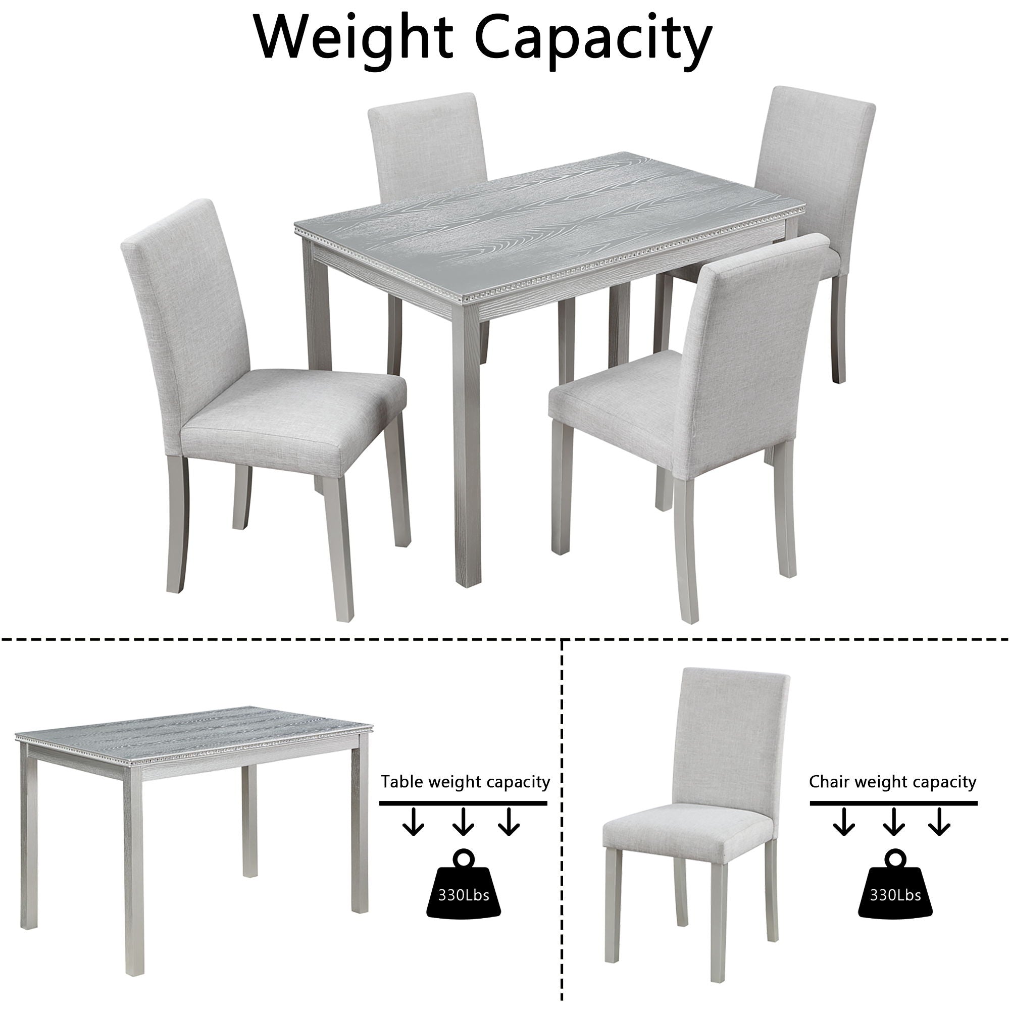 Dining Table Set With Crystal Decoration And Upholstered Chairs