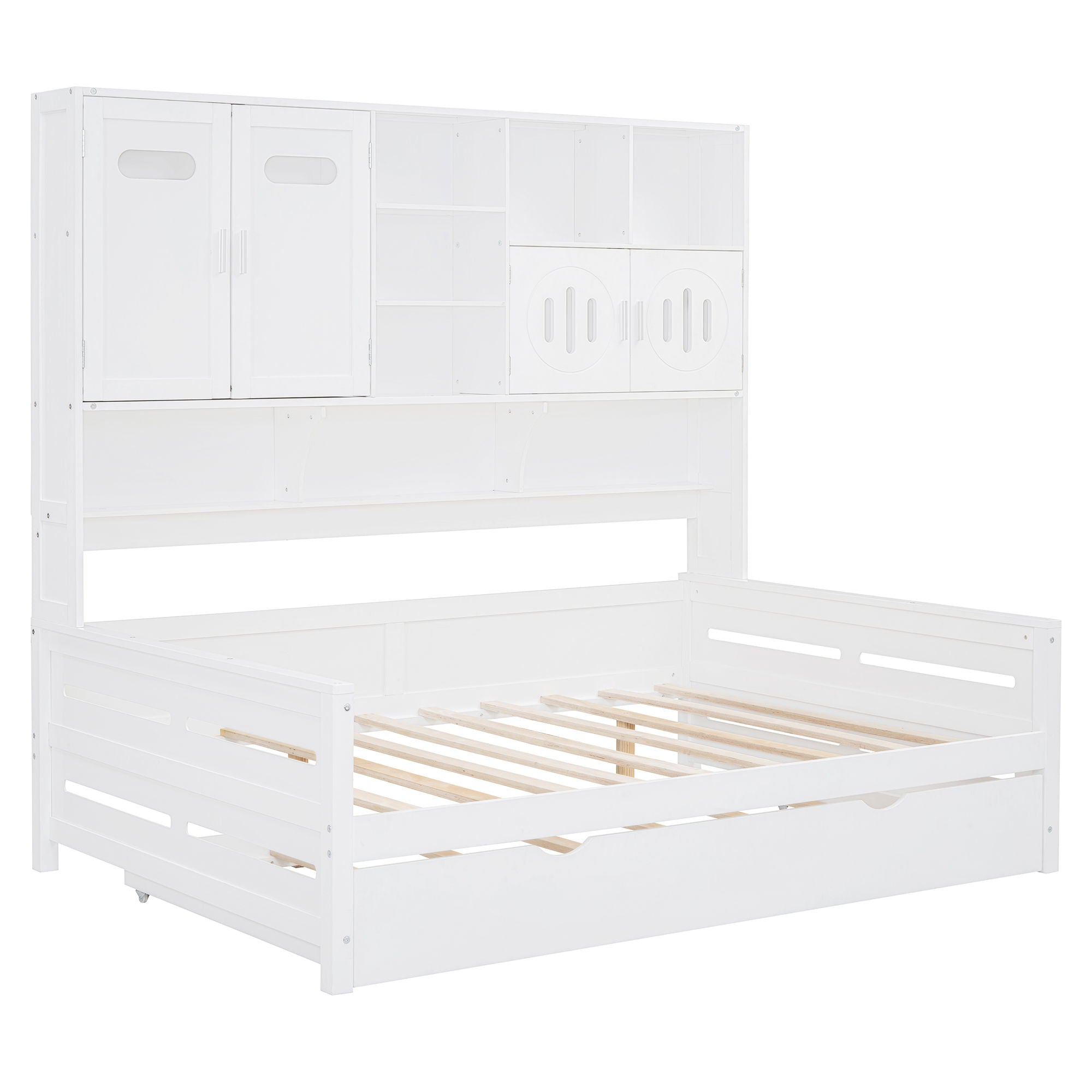 Daybed With All-In-One Cabinet And Shelf