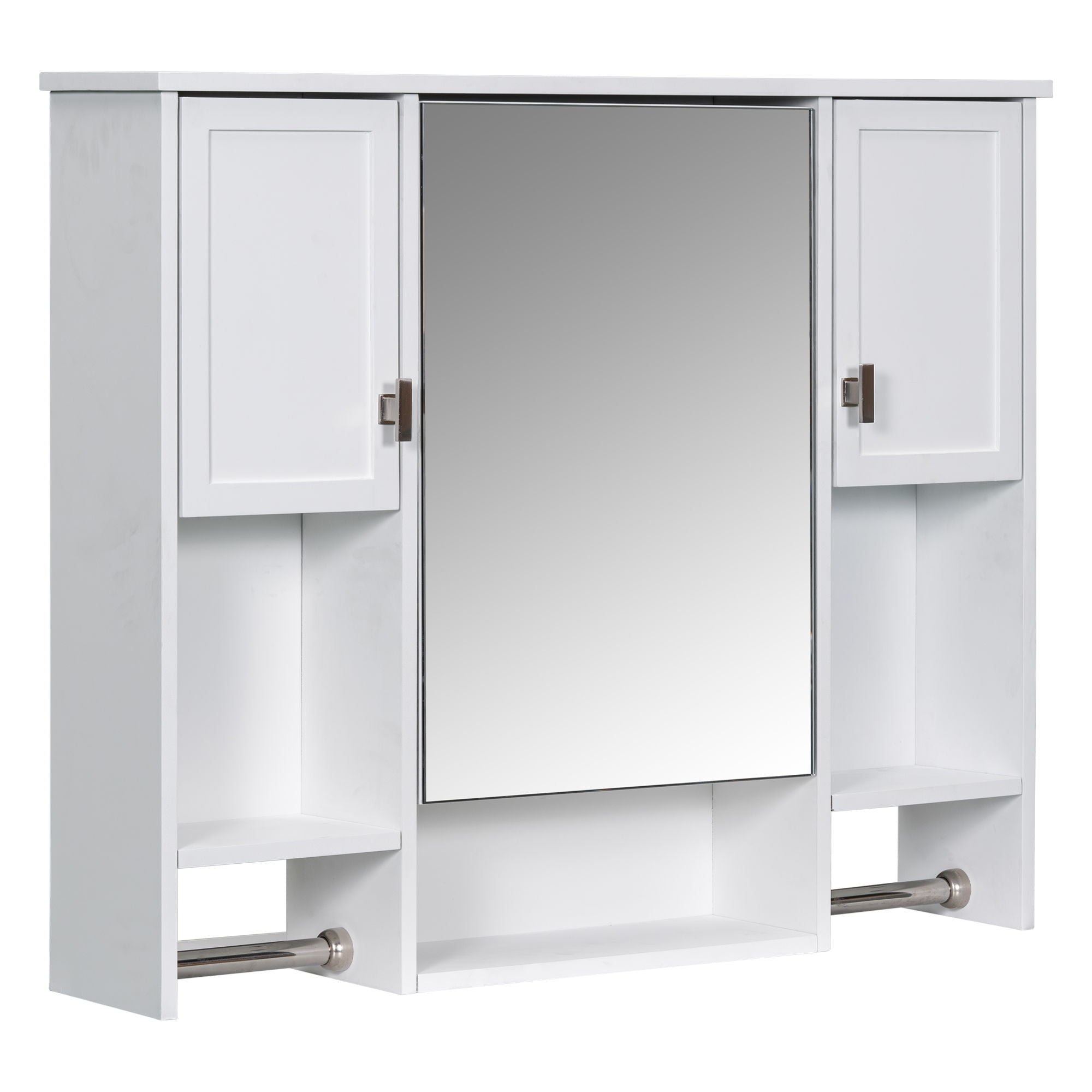Wall Mounted Bathroom Storage Cabinet With Mirror, Medicine Cabinet With Towel Bar