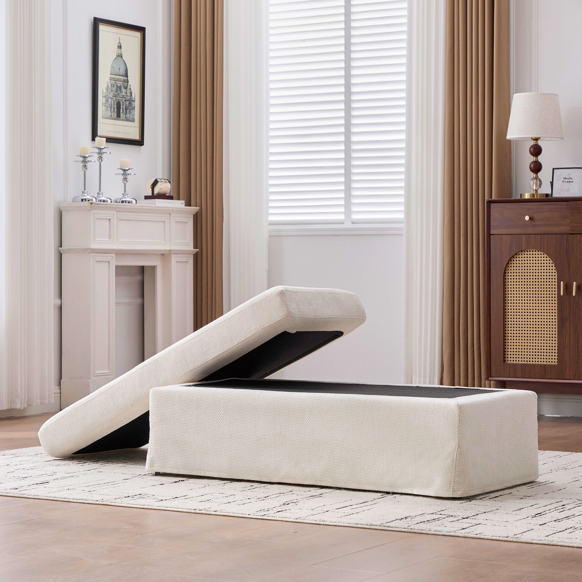 Ottoman Foot Stool With Metal Legs