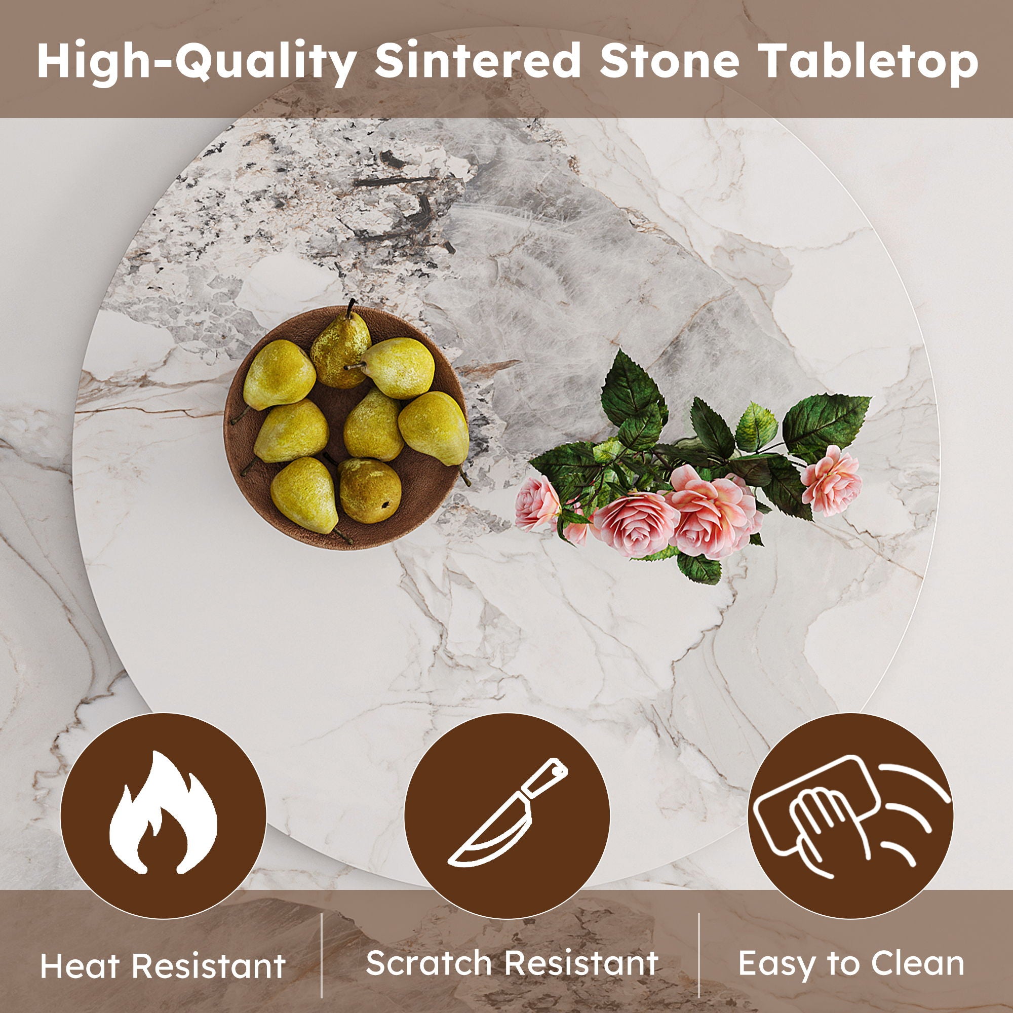 Dining Table Set With Wooden Base