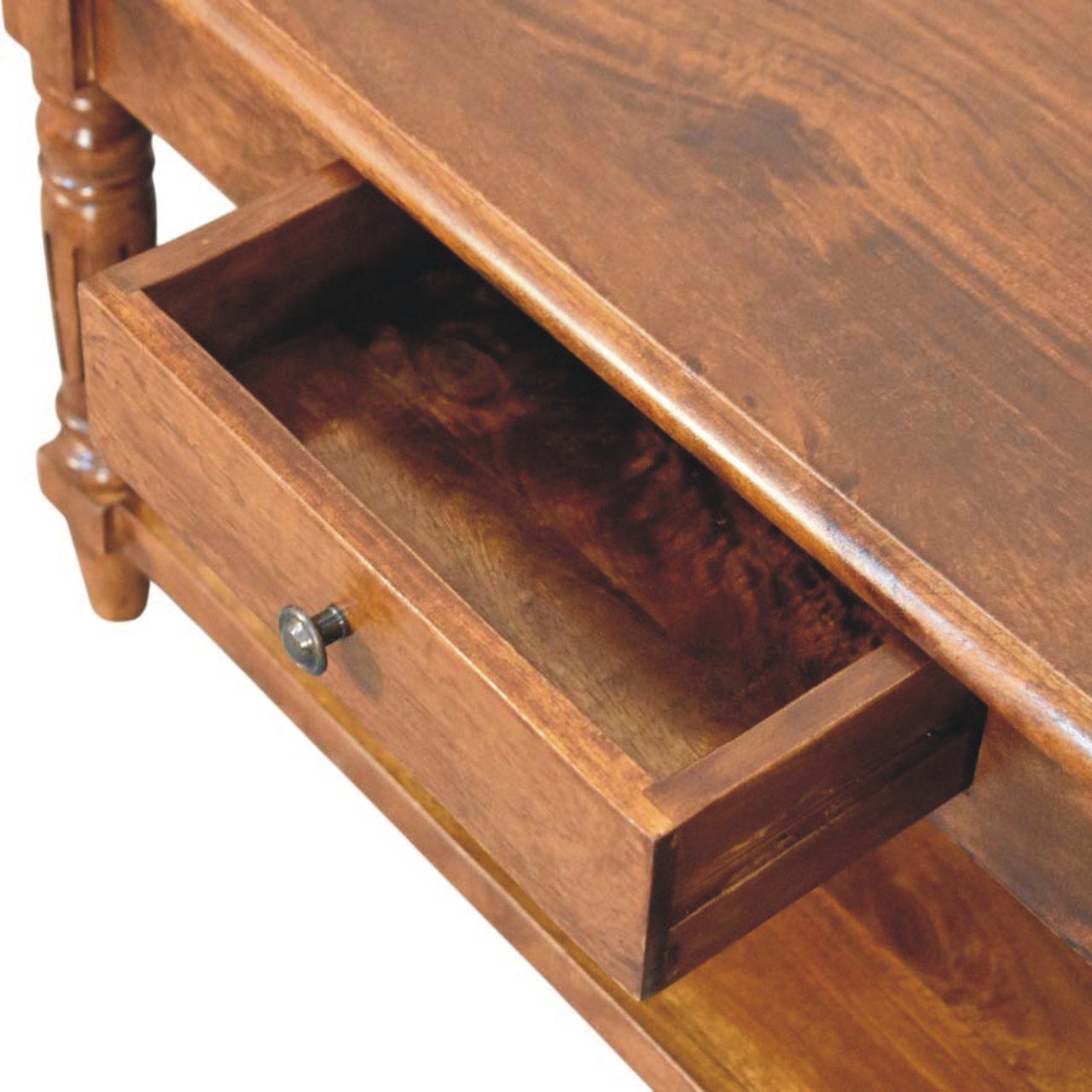 Turned Legs Drawer Table