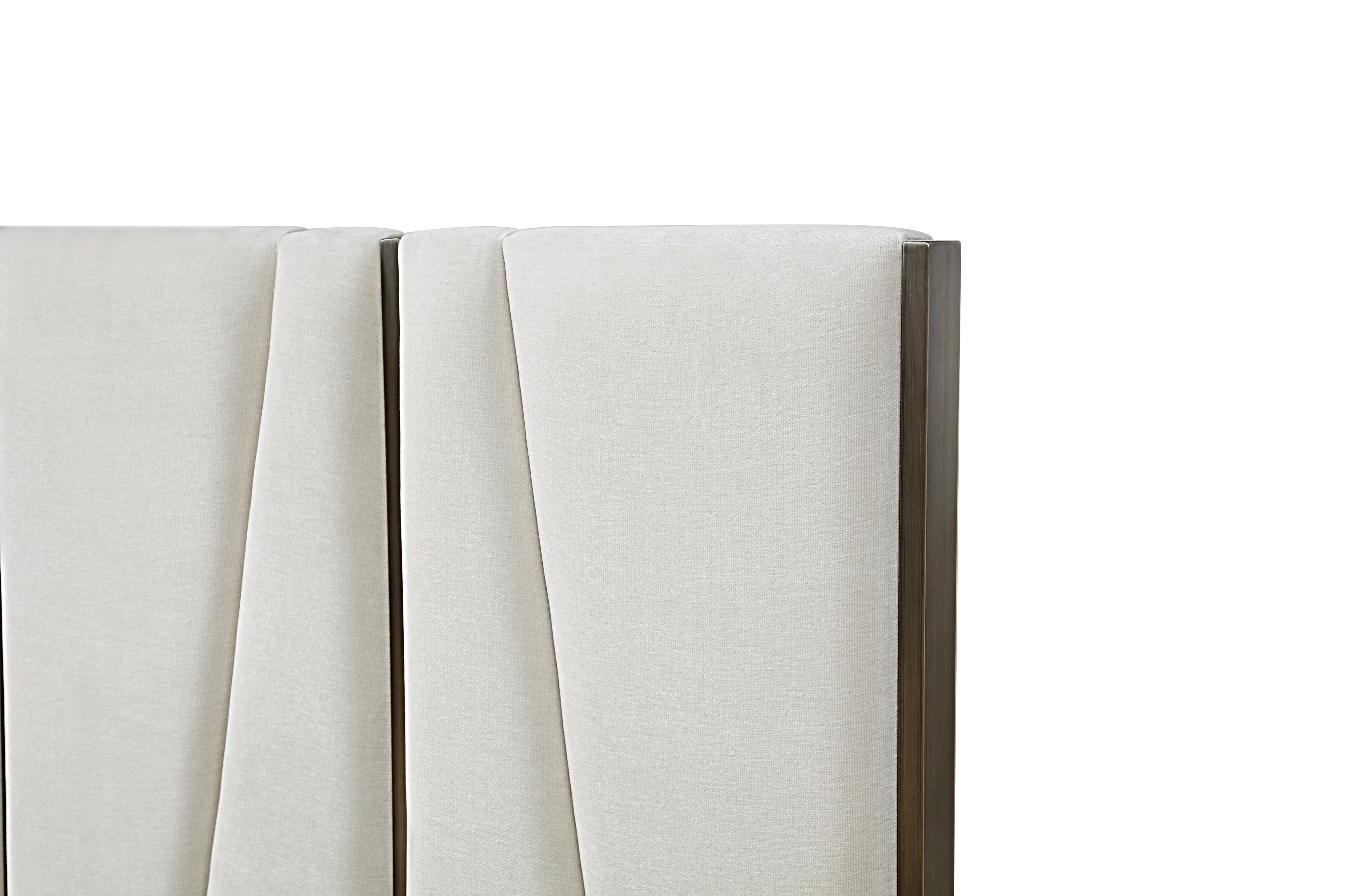 Modrest Nixa - Modern Beige Velvet + Brushed Bronze Bed-eastern