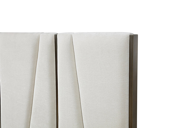 Modrest Nixa - Modern Beige Velvet + Brushed Bronze Bed-queen