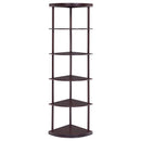 Bonwick 72-inch 5-shelf Corner Bookshelf Cappuccino
