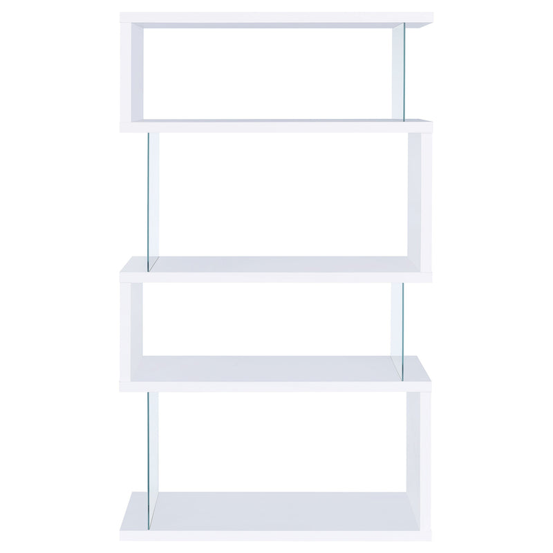 Emelle 63-inch 4-shelf Glass Panel Bookshelf Black