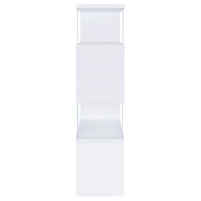 Emelle 63-inch 4-shelf Glass Panel Bookshelf Black