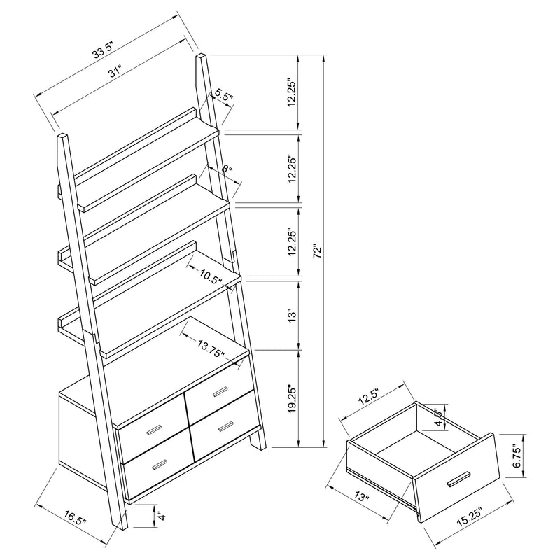 Colella  Ladder Desk and Bookcase Set Cappuccino