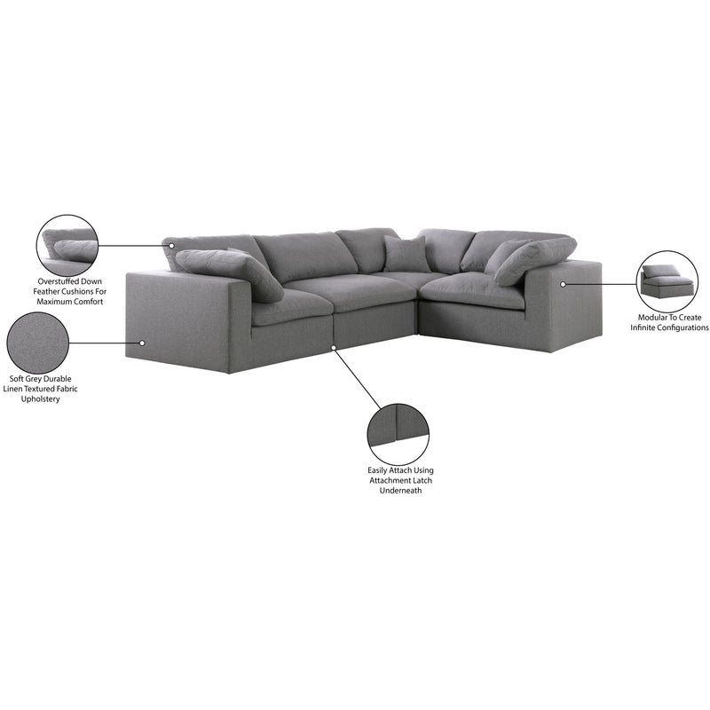 Diamond Modern Furniture Meridian Sectionals Stationary 601Grey-Sec4C IMAGE 7