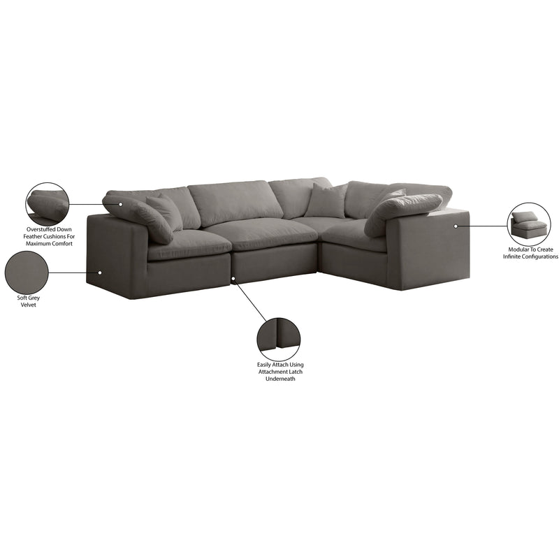 Diamond Modern Furniture Meridian Sectionals Stationary 602Grey-Sec4C IMAGE 7