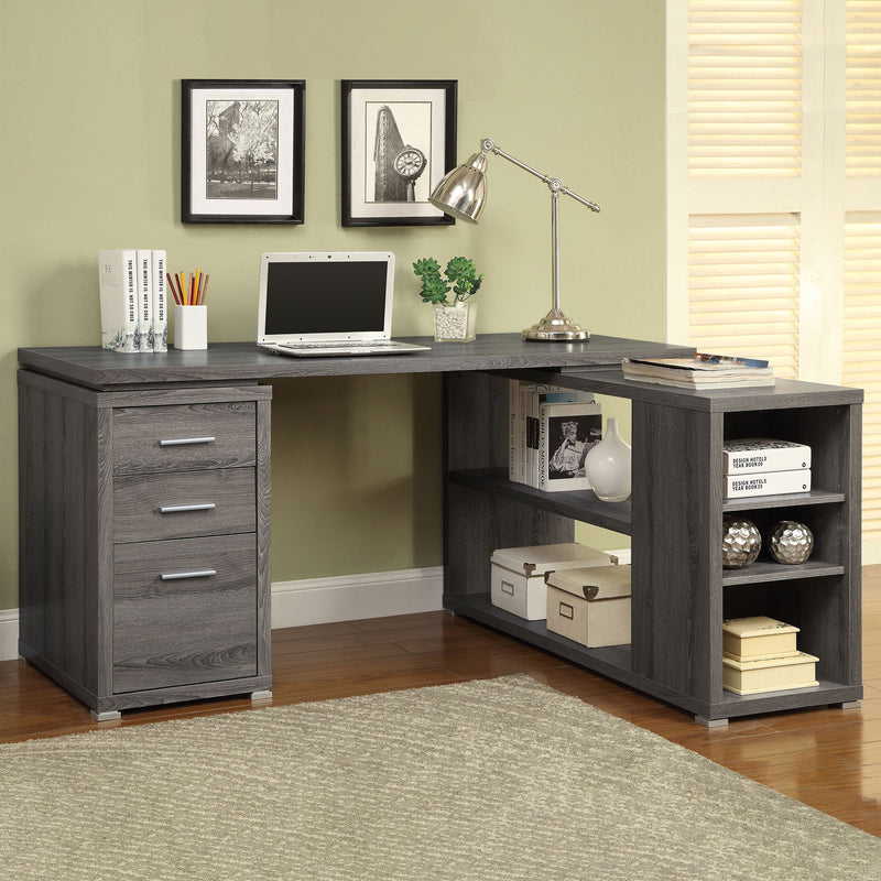 Yvette 60-inch 3-drawer L-Shape Computer Desk Cappuccino