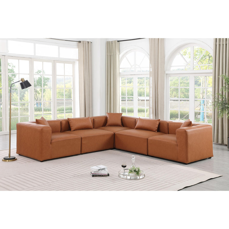 Diamond Modern Furniture Meridian Sectionals Stationary 668Cognac-Sec5C IMAGE 2