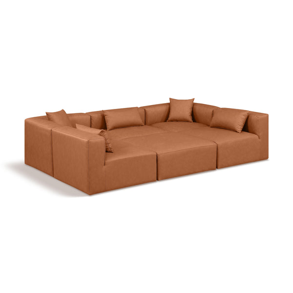 Diamond Modern Furniture Meridian Sectionals Stationary 668Cognac-Sec6C IMAGE 1