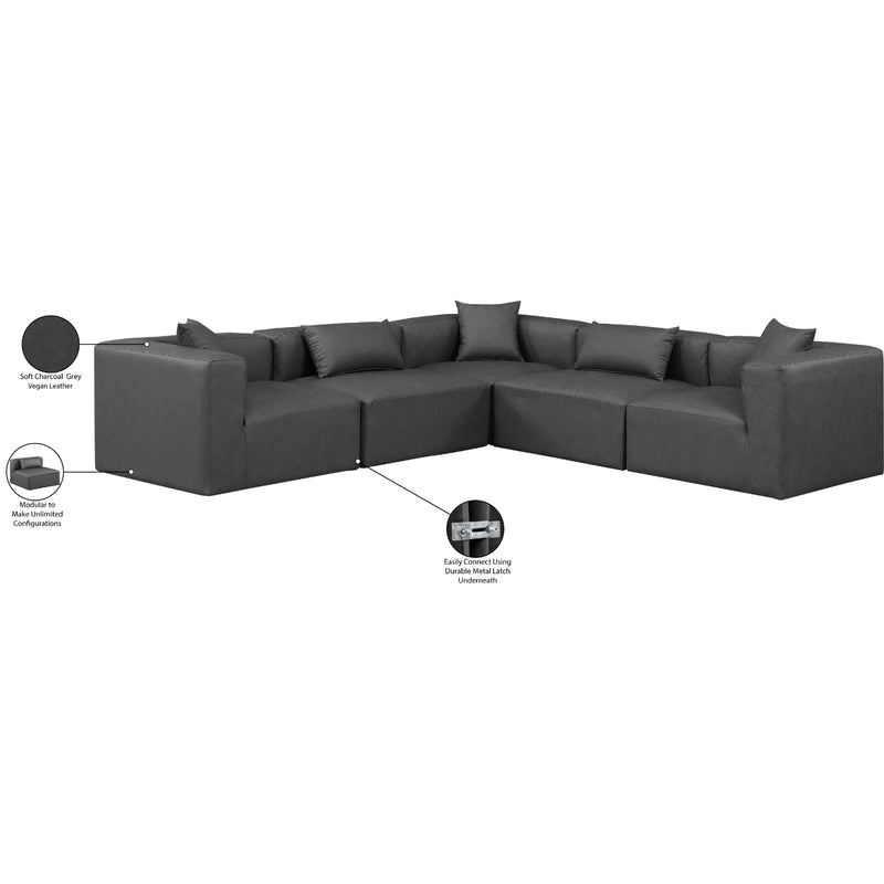 Diamond Modern Furniture Meridian Sectionals Stationary 668Grey-Sec5C IMAGE 9