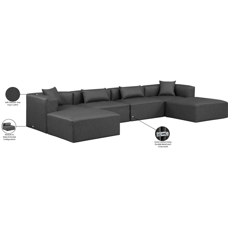 Diamond Modern Furniture Meridian Sectionals Stationary 668Grey-Sec6B IMAGE 8