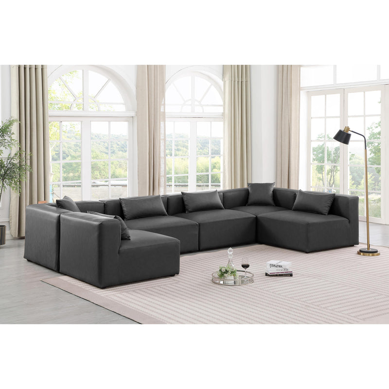 Diamond Modern Furniture Meridian Sectionals Stationary 668Grey-Sec6D IMAGE 2