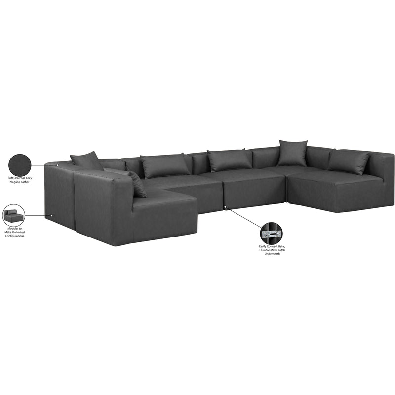 Diamond Modern Furniture Meridian Sectionals Stationary 668Grey-Sec6D IMAGE 8