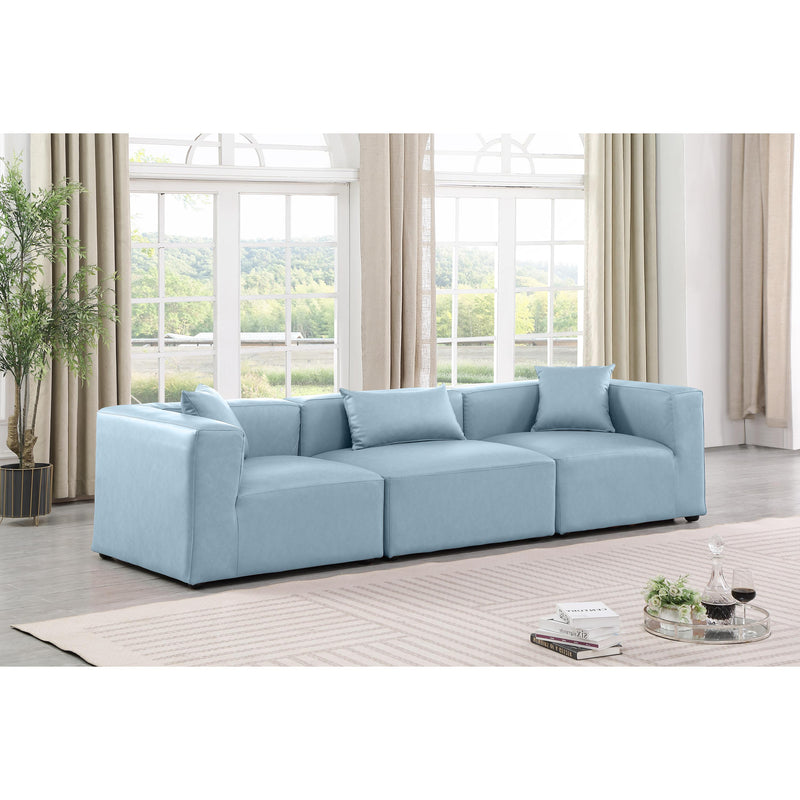 Diamond Modern Furniture Meridian Sofas Stationary 668LtBlu-S108B IMAGE 2