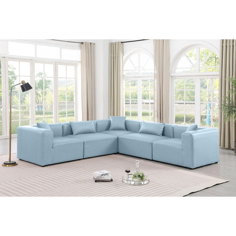 Diamond Modern Furniture Meridian Sectionals Stationary 668LtBlu-Sec5C IMAGE 2