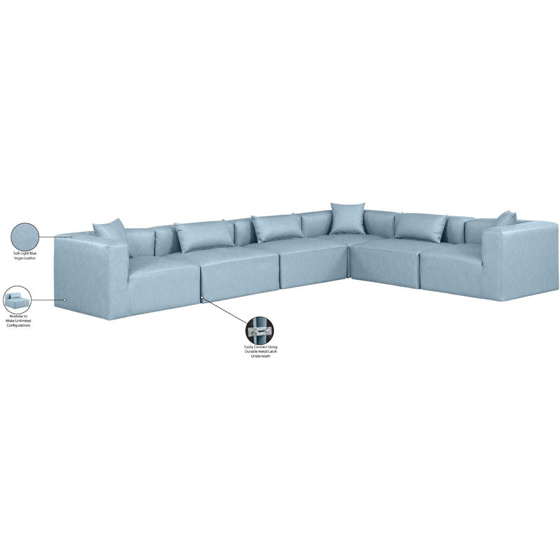Diamond Modern Furniture Meridian Sectionals Stationary 668LtBlu-Sec6A IMAGE 10