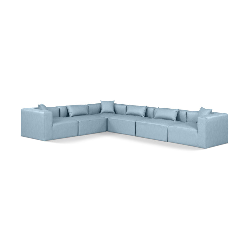 Diamond Modern Furniture Meridian Sectionals Stationary 668LtBlu-Sec6A IMAGE 1