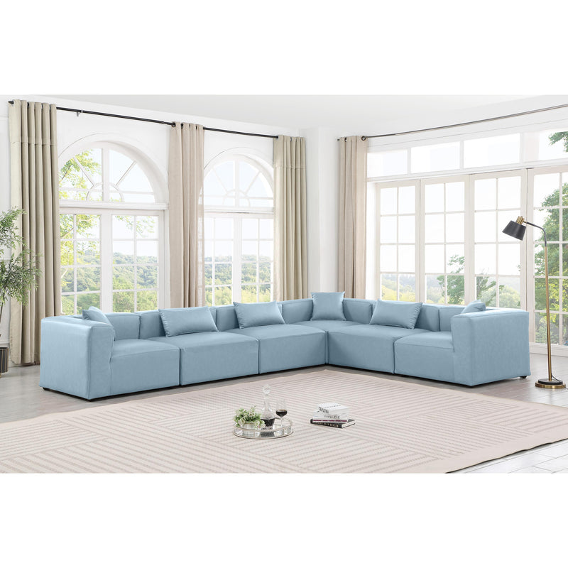 Diamond Modern Furniture Meridian Sectionals Stationary 668LtBlu-Sec6A IMAGE 2