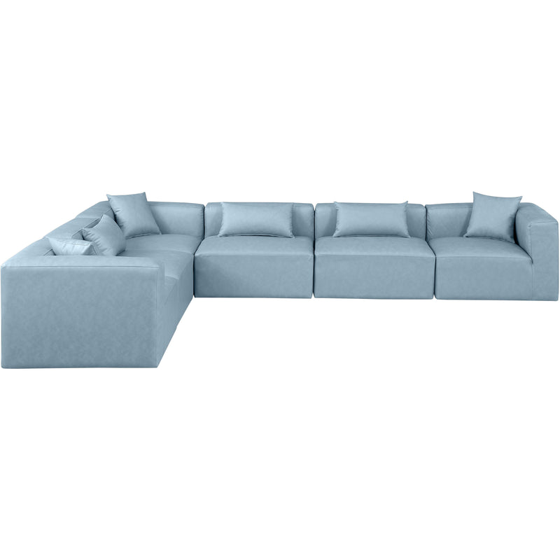 Diamond Modern Furniture Meridian Sectionals Stationary 668LtBlu-Sec6A IMAGE 3