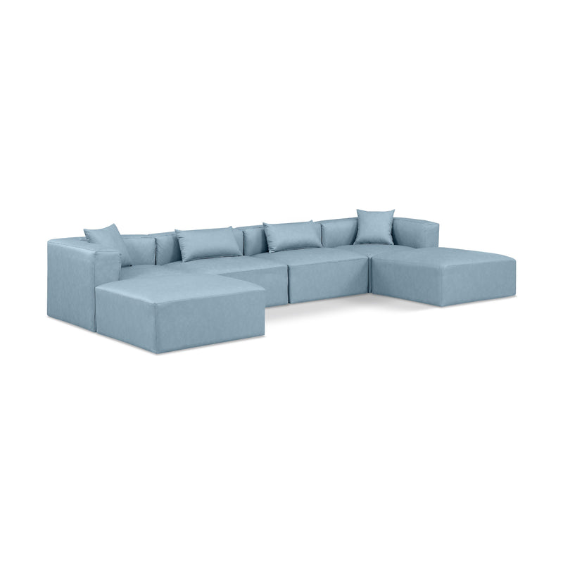 Diamond Modern Furniture Meridian Sectionals Stationary 668LtBlu-Sec6B IMAGE 1