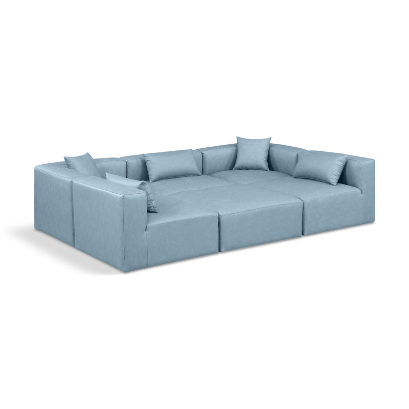 Diamond Modern Furniture Meridian Sectionals Stationary 668LtBlu-Sec6C IMAGE 1