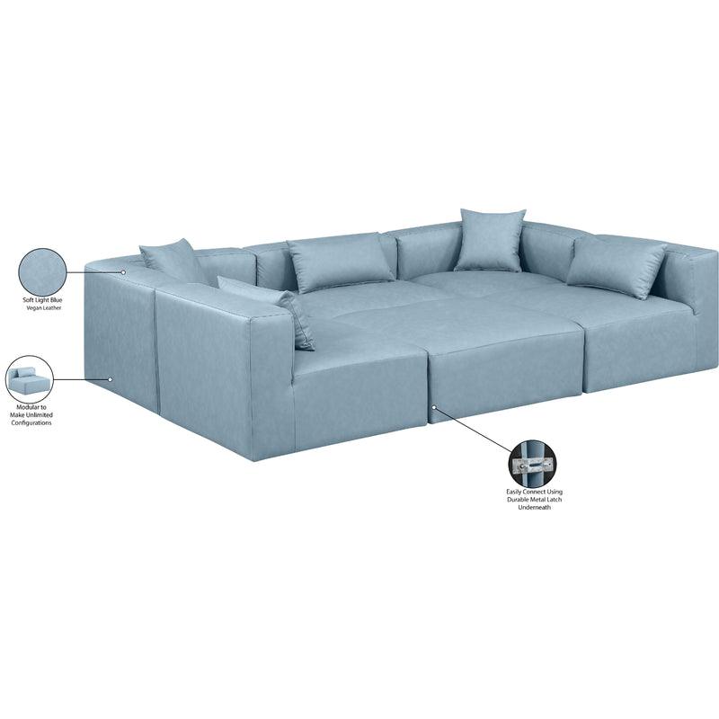 Diamond Modern Furniture Meridian Sectionals Stationary 668LtBlu-Sec6C IMAGE 8