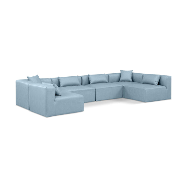 Diamond Modern Furniture Meridian Sectionals Stationary 668LtBlu-Sec6D IMAGE 1