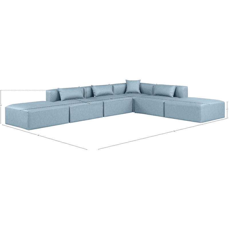 Diamond Modern Furniture Meridian Sectionals Stationary 668LtBlu-Sec6E IMAGE 10