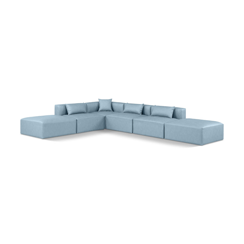 Diamond Modern Furniture Meridian Sectionals Stationary 668LtBlu-Sec6E IMAGE 1