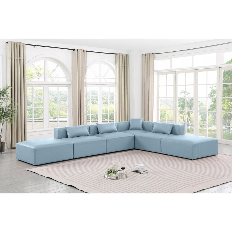 Diamond Modern Furniture Meridian Sectionals Stationary 668LtBlu-Sec6E IMAGE 2
