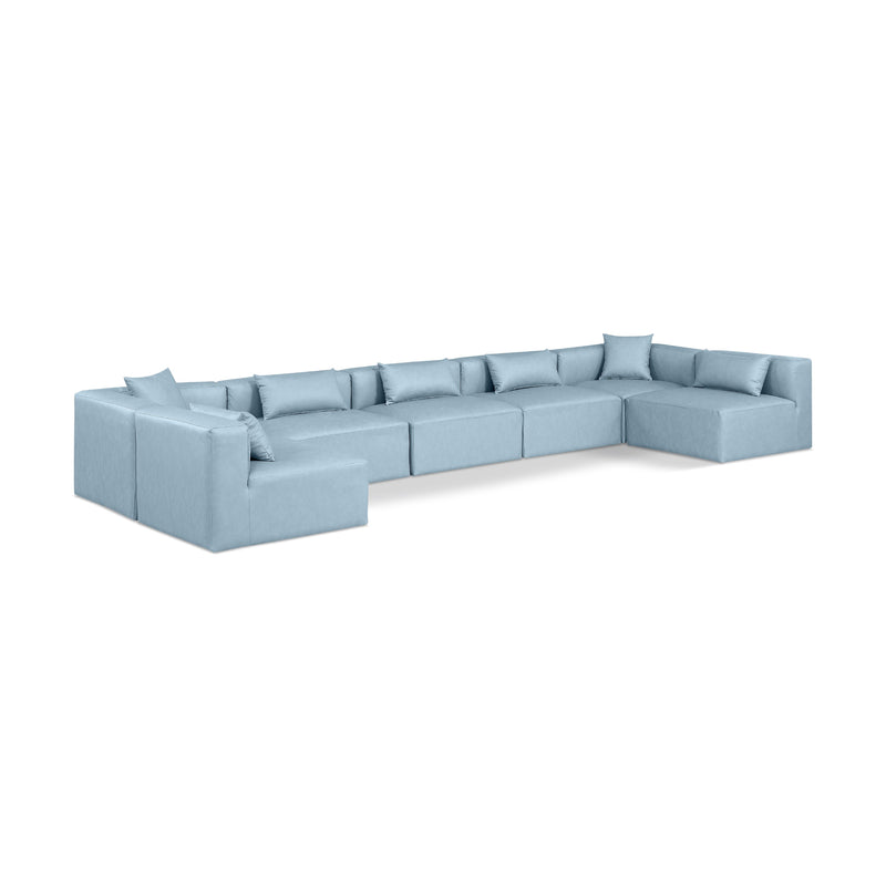 Diamond Modern Furniture Meridian Sectionals Stationary 668LtBlu-Sec7B IMAGE 1