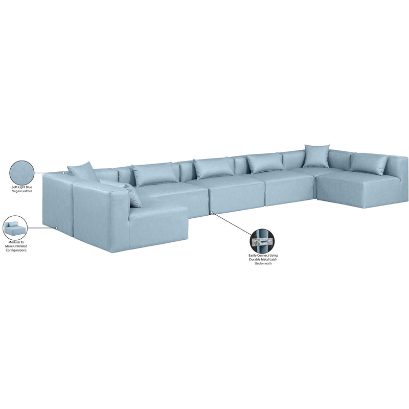 Diamond Modern Furniture Meridian Sectionals Stationary 668LtBlu-Sec7B IMAGE 9