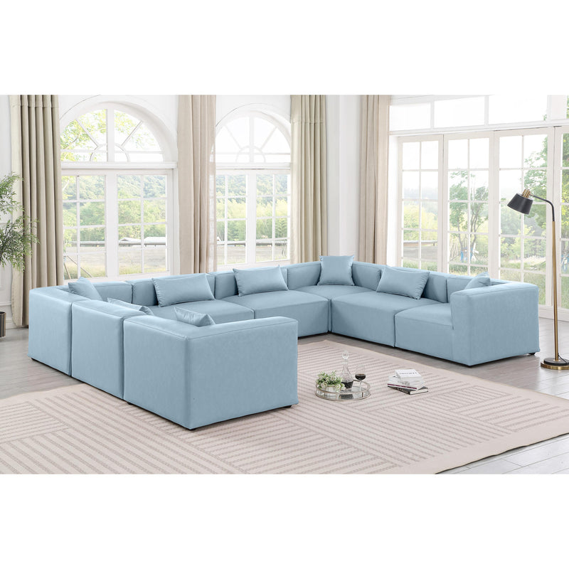 Diamond Modern Furniture Meridian Sectionals Stationary 668LtBlu-Sec8A IMAGE 2