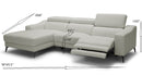 Modrest Rampart - Modern L-Shape LAF White Leather Sectional Sofa with 1 Recliner