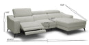 Modrest Rampart - Modern L-Shape RAF White Leather Sectional Sofa with 1 Recliner