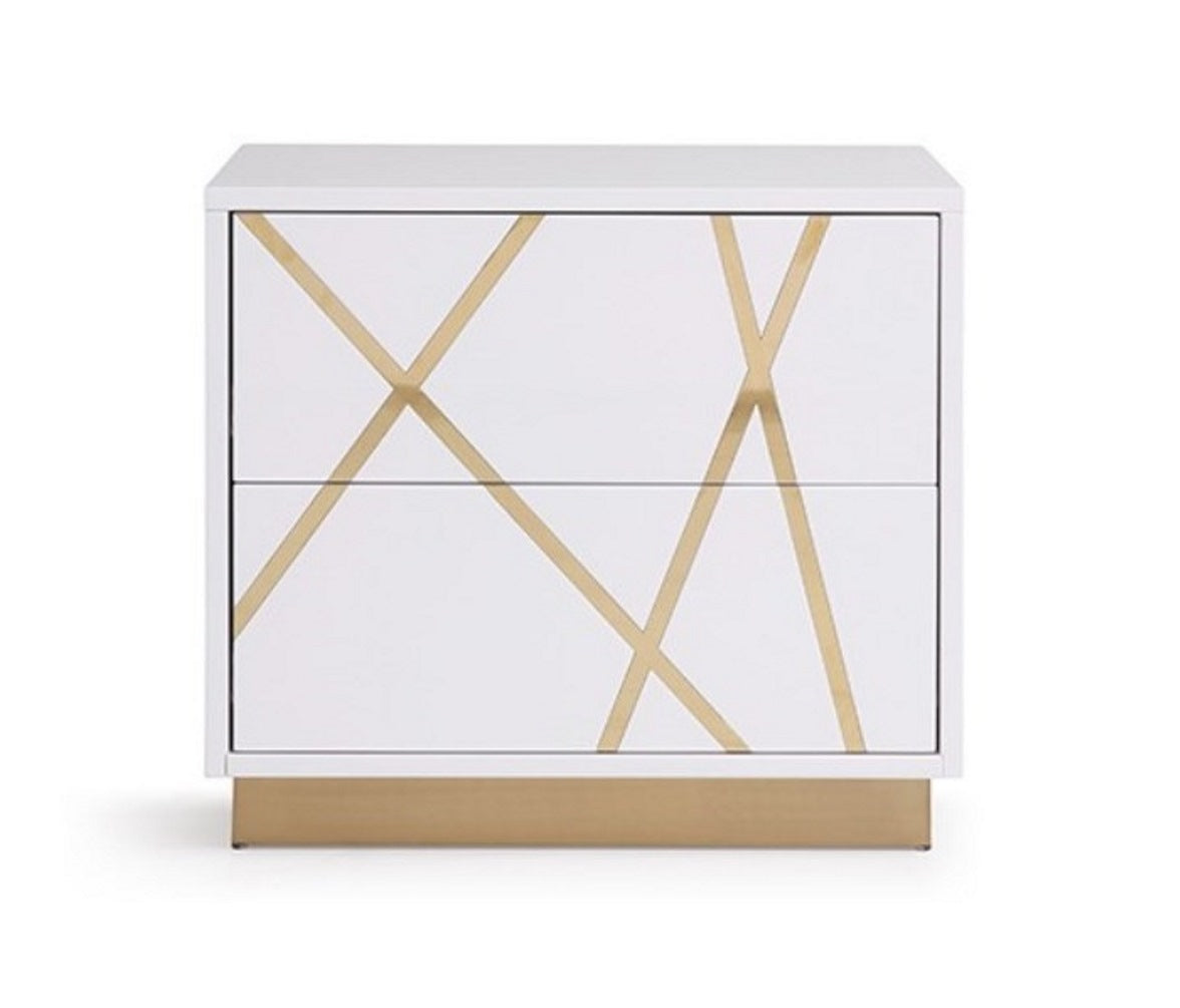 Modrest Nixa - Modern White + Gold 4-Piece Bedroom Set