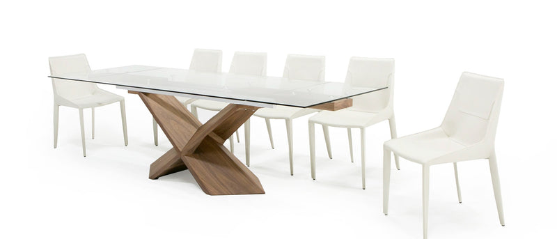 Modrest Scott - Modern Walnut and Glass Extendable 70.5"/106" Dining Table