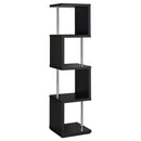 Baxter 67-inch 4-shelf Bookshelf Black and Chrome