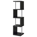 Baxter 67-inch 4-shelf Bookshelf Black and Chrome