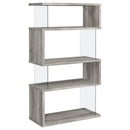 Emelle 63-inch 4-shelf Glass Panel Bookshelf Black