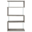 Emelle 63-inch 4-shelf Glass Panel Bookshelf Black