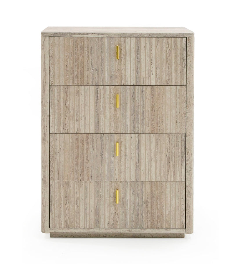 Nova Domus Roma - Modern Faux Travertine + Gold Chest
