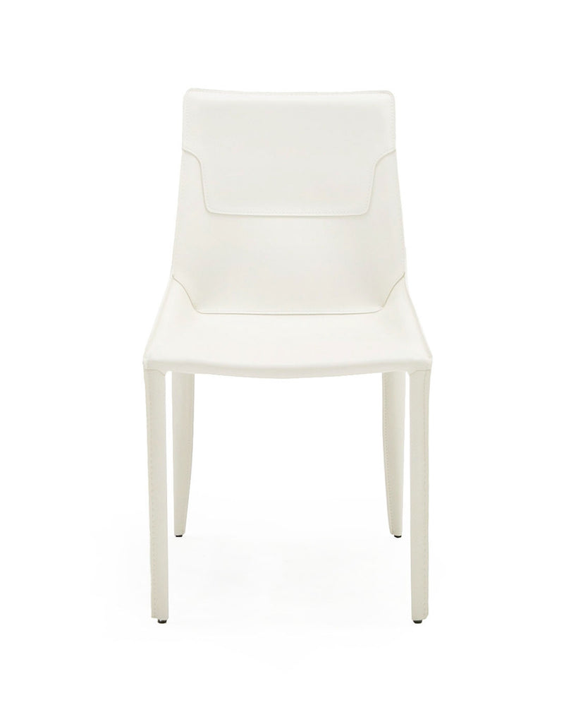 Modrest Halo - Modern Ivory Saddle Leather Dining Chair Set of 2