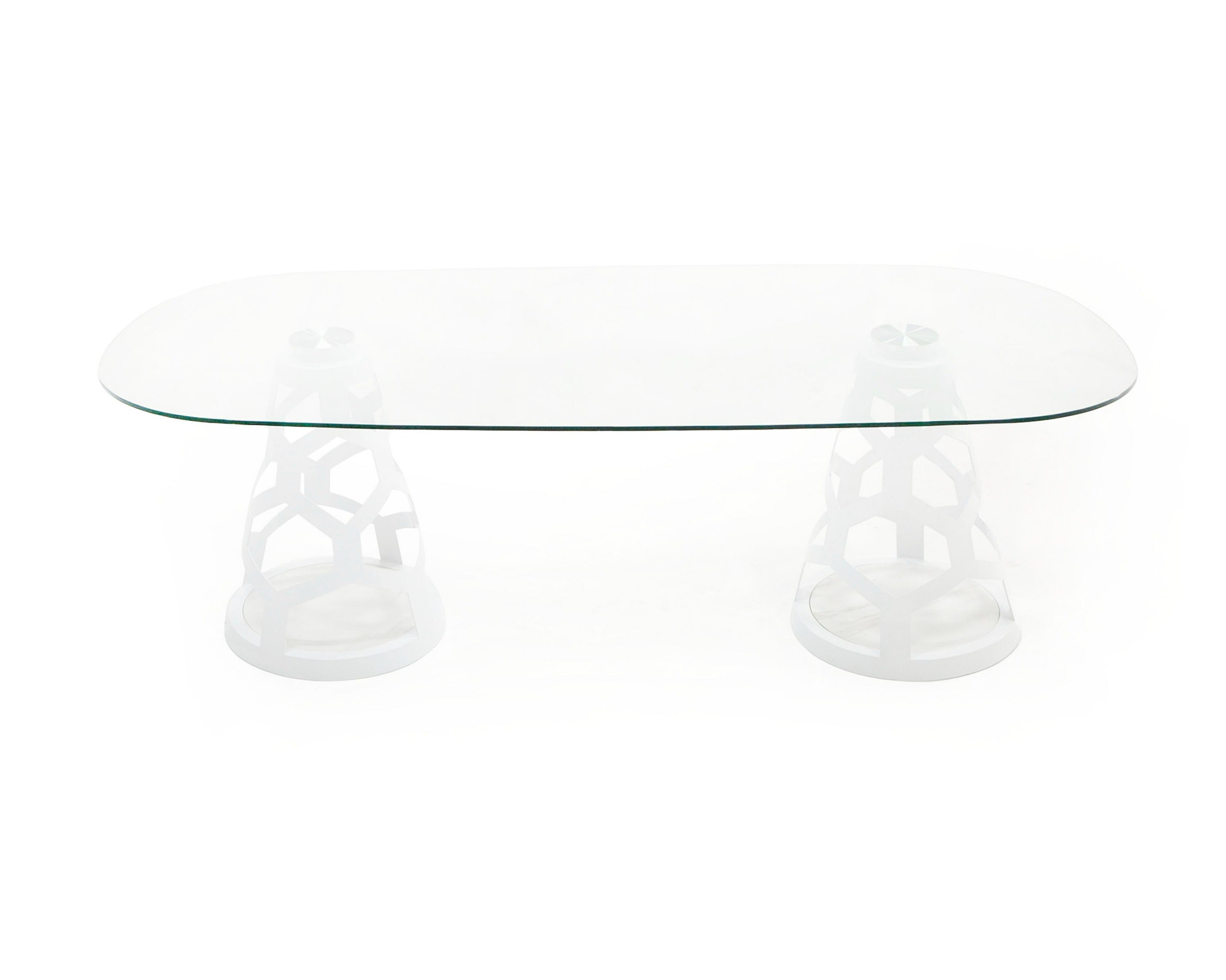 Modrest Lilly - Modern White and 15mm Glass Rectangular Dining Table