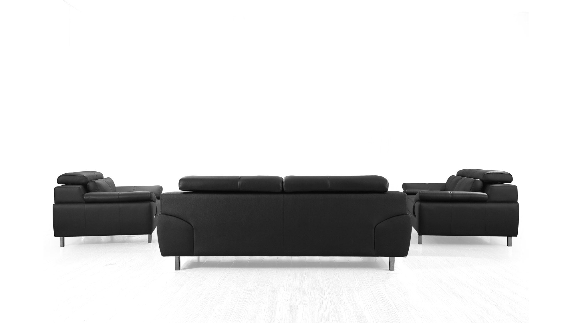 Divani Casa Grange - Modern Black Leather Sofa Set